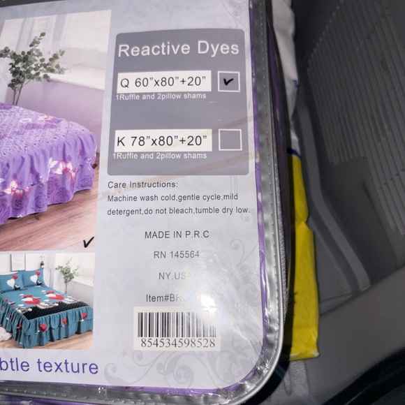 Purple 3PCS Bed Ruffle Set - Picture 4 of 4